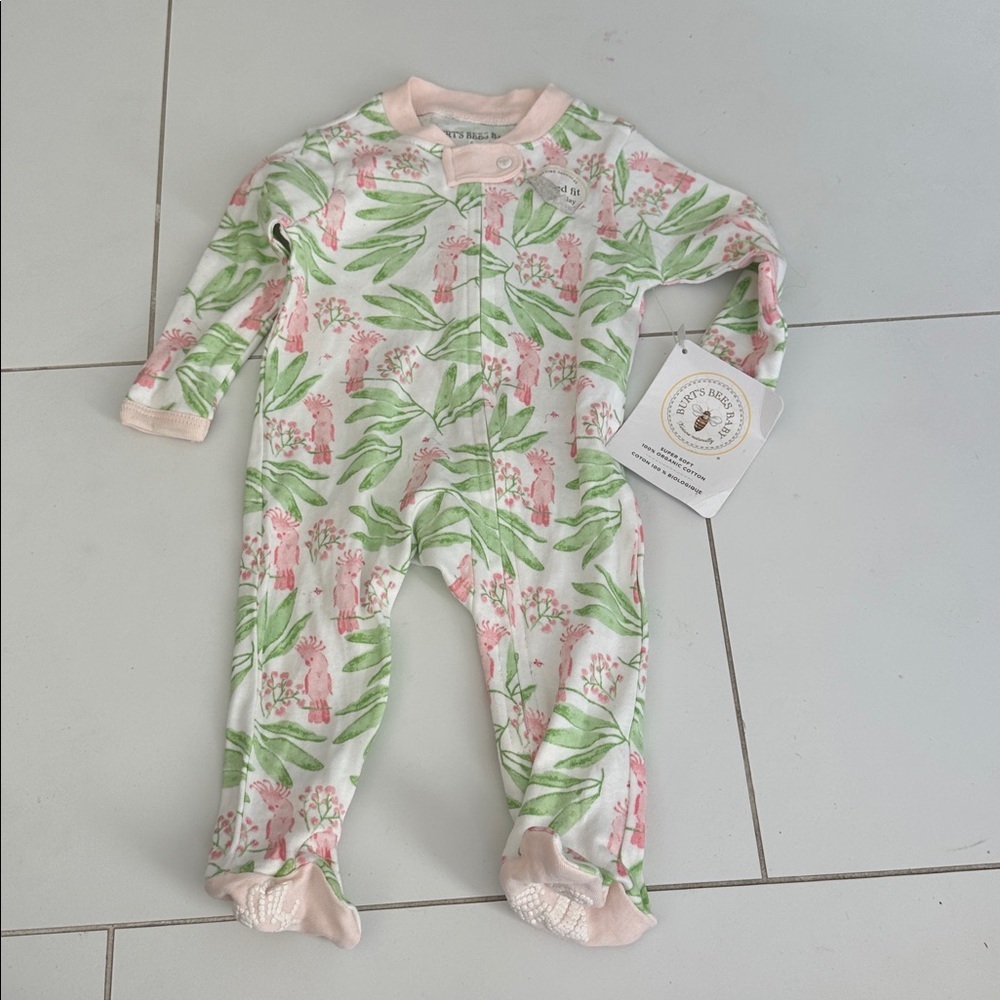 Burts Bees baby Island cockatoo sleep & play Footie newborn NWT